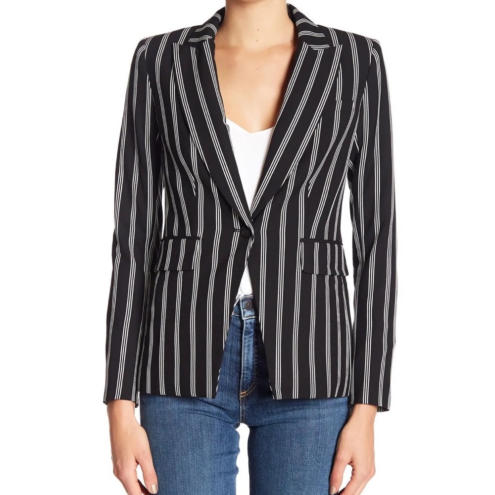Veronica Beard Black and White Striped Blazer
